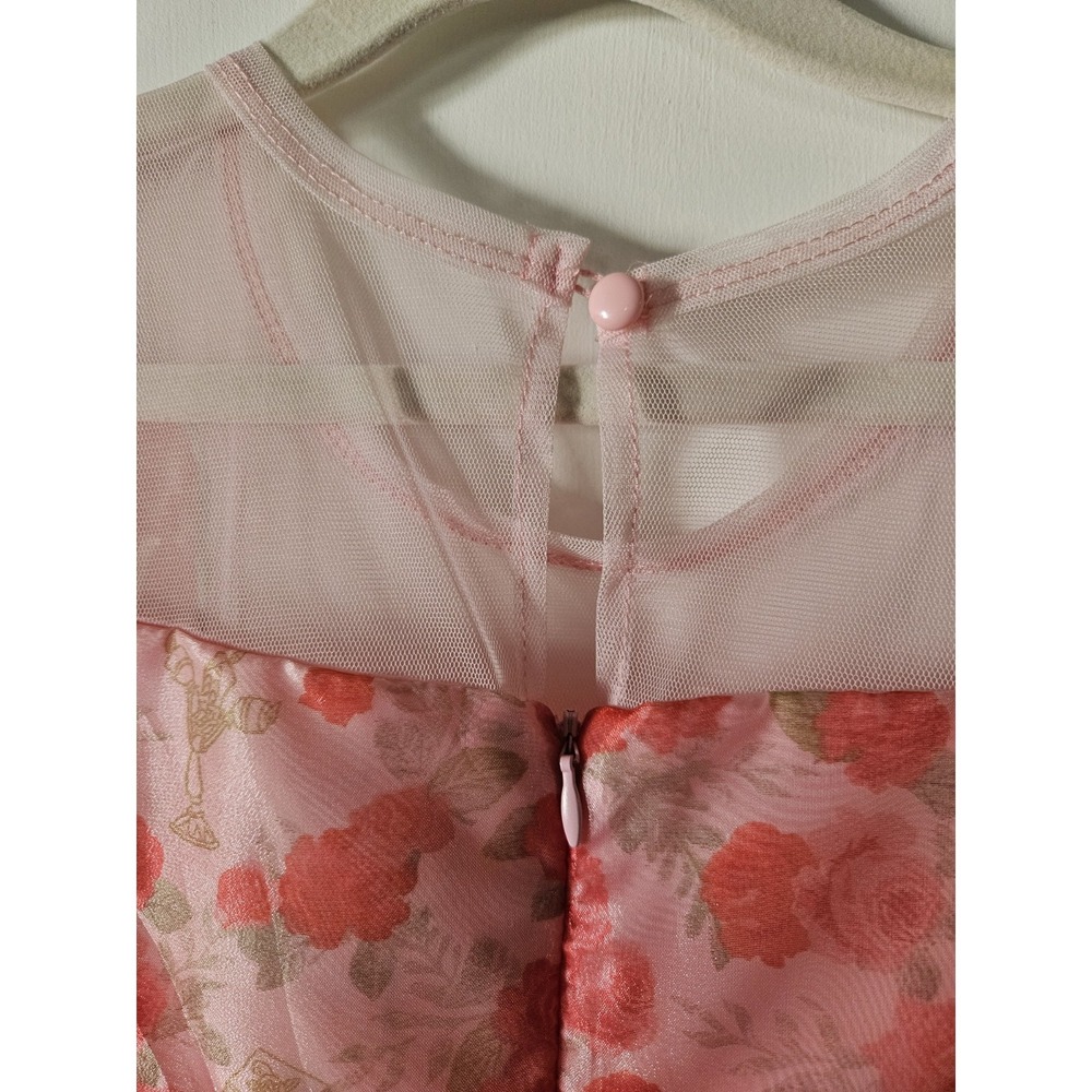 NWOT Disney Beauty and The Beast Pink And Red Rose Print Lined Dress, Size Med. - Picture 5 of 9